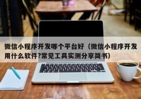 微信小程序开发哪个平台好（微信小程序开发用什么软件?常见工具实测分享简书）